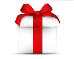 white Gift Box With red Bow, drawing