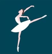 drawn ballerina on a dark green background