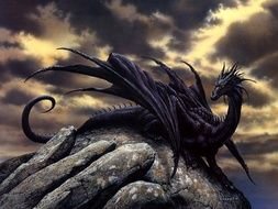 black dragon on mystic rock