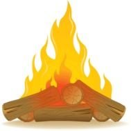 Cartoon flames in the firewood clipart