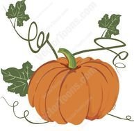 Orange Pumpkin With Green Stem Surrounded By Vines