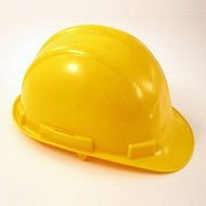 yellow helmet on a white table