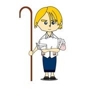 drawing of a boy with a staff