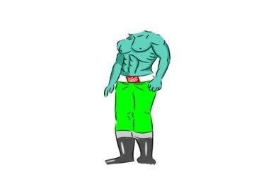 drawing of a man in green shorts