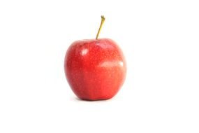 red ripe apple on a white background