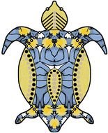 Dragon Shells Blue And Yellow Multicolor Repeat Pattern On CLIPART N2