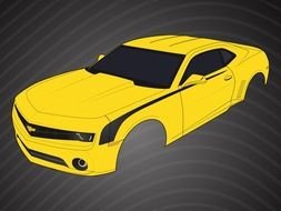 Chevrolet Camaro, yellow car body, drawing