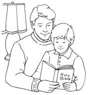 Clipart of Father and son are reading