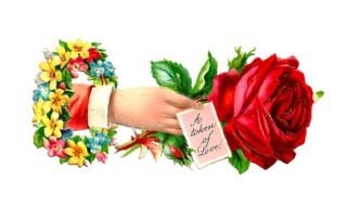 vintage postcard with a red rose as a picture for a clip art