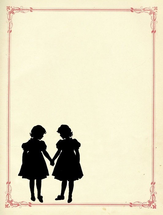drawn silhouettes of two sisters on a blank