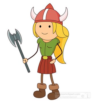 Download Viking Girl With Helmet Axe 1014