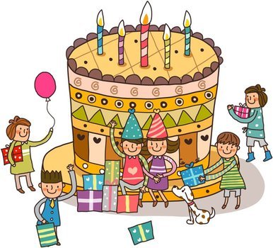 cartoon birthday cake as a picture for clipart