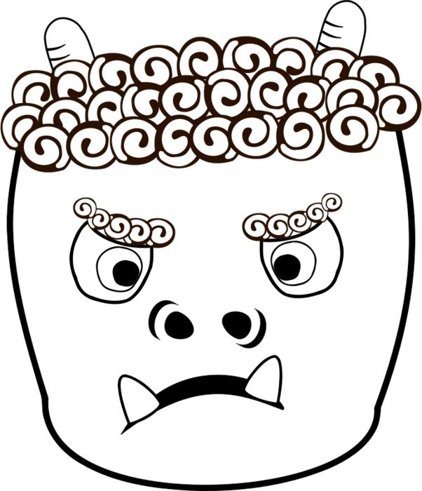 head of Japanese Troll, Oni, outline