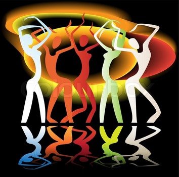 Colorful Women Dancing Silhouette