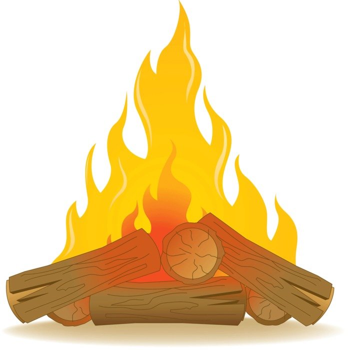Cartoon flames in the firewood clipart