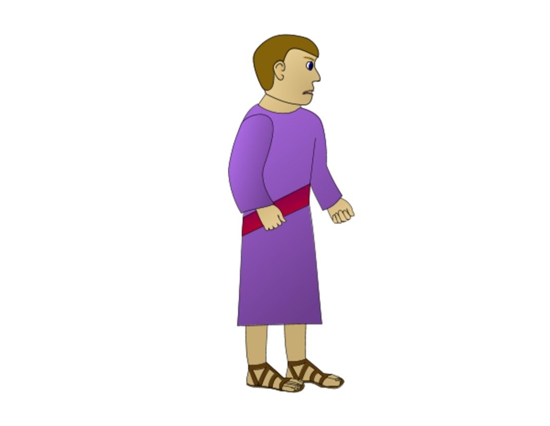 side view of cartoon man in ancient clothing