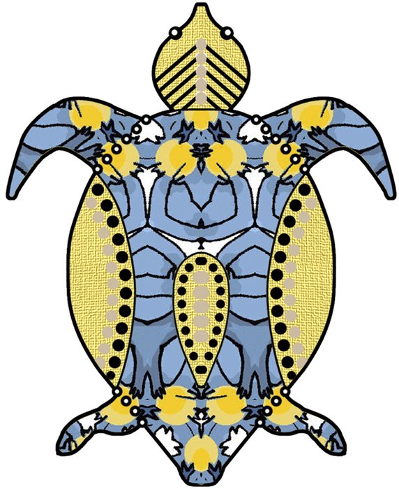 Dragon Shells Blue And Yellow Multicolor Repeat Pattern On CLIPART N2