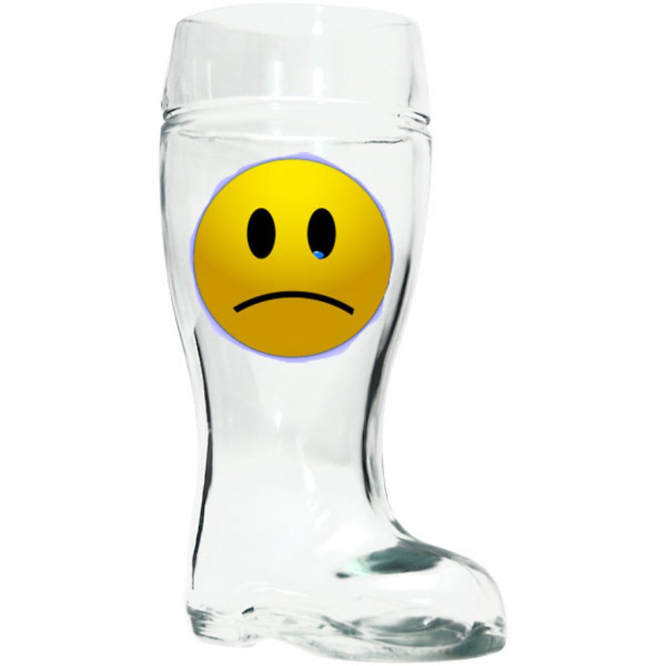 Empty Beer Glass Sad A German Boot