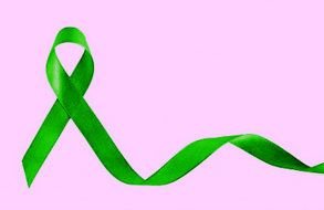 green ribbon on pink as a picture for clipart