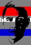 Portrait Barack Abama on striped background