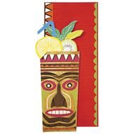 drawn tropical cocktail with the image of Tiki God