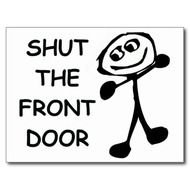 Close The Door Sign Cartoon