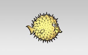 drawn spiny puffer fish