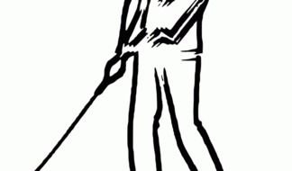 drawing of a man with a club in his hands in golf