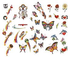 Butterflies, colorful Tattoo Designs