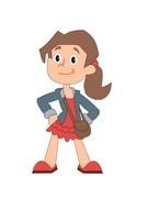 Colorful cartoon girl with the bag clipart