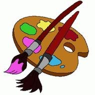 Paint Brush And Palette Drawing