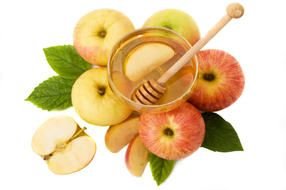 still life with apples and honey