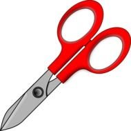 red and grey scissors, drawing