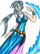 Clip art of blue woman with water