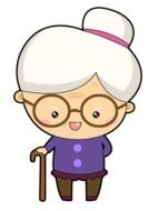 Cute Cartoon old woman with stick