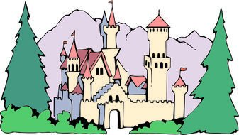 Cartoon Castle at mountain