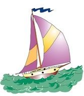 purple boat sea drawing