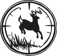 black and white drawing of a deer in a circle
