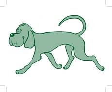 cartoon green hunting dog walking