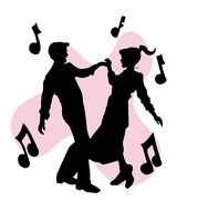 Sock Hop Dancers Silhouettes drawing