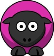 Sheep Pinky Purple On Black Clip Art