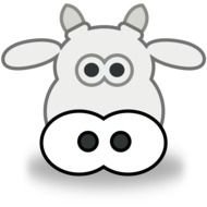 Black And White cartoon Cow Head with shadow