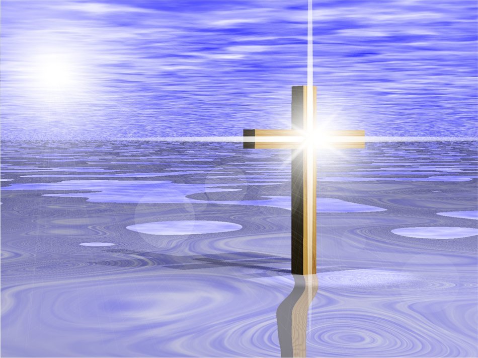 Cross with the light in the water