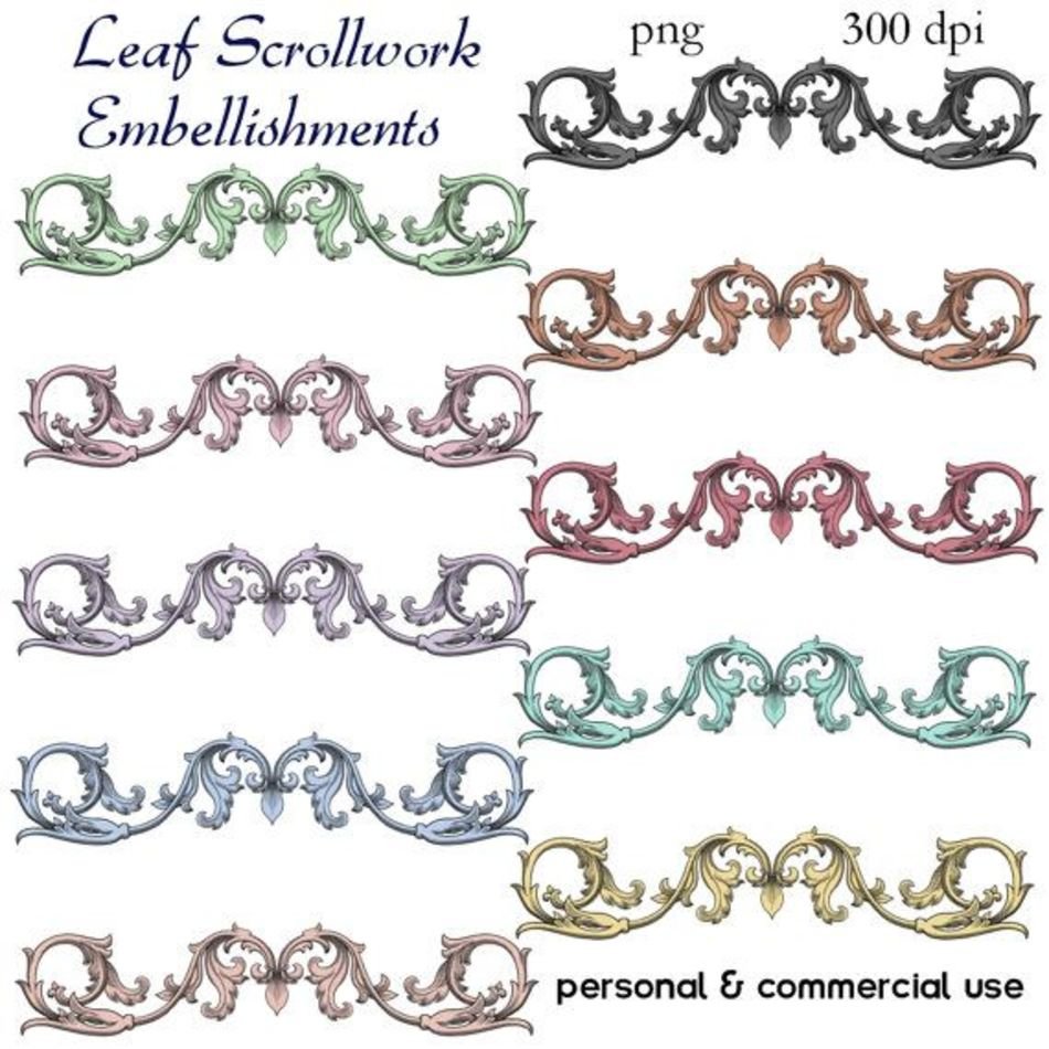 Clip Art Leaf Scrollwork Embellishments By Graphicexpress