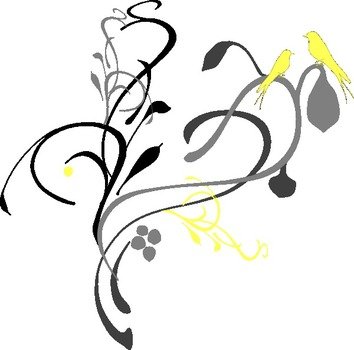 Love Birds On Branch Clip Art N13
