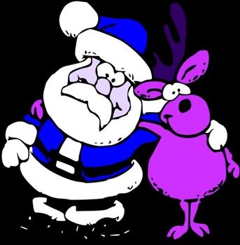 Santa And Reindeer Vector Clip Art N2