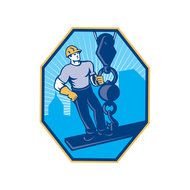 construction worker with I-Beam hook, Clip Art