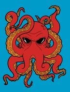 drawn angry octopus