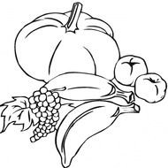 Two Bananas Pumpkin Grapes And Peaches Coloring Page