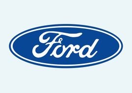 White and blue logo of Ford clipart